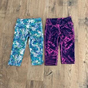 Lot of 2 Girls Size Small Athletic Cropped Leggings
